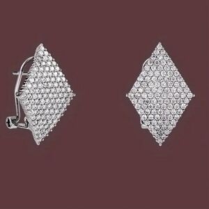 #97 Elegant Luxury Zirconia Pave Quadrilateral Hoop Earrings Nickel Free Copper